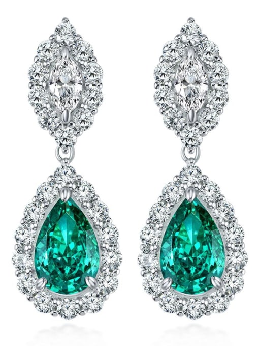Palaiba green [e 2227] 925 Sterling Silver High Carbon Diamond Green Water Drop Luxury Drop Earring